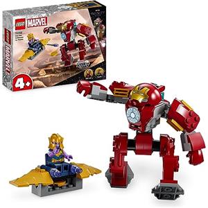 LEGO Marvel Iron Man Hulkbuster vs. Thanos, Giochi per Bambini e Bambine da 4 Anni, Action Figure dei Supereroi da Avengers: Infinity War con Aereo Giocattolo e 2 Minifigure, Idea Regalo 76263