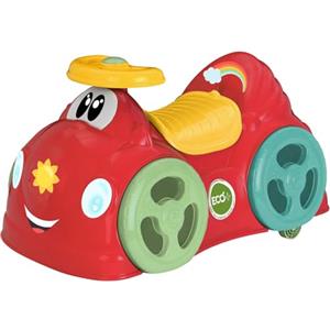 Chicco All Around Eco+ Rosso, Macchina Cavalcabile Bambini 1 - 3 Anni (Max 20 kg), Made in Italy, in Plastica 75% Riciclata, Ruote Piroettanti, Clacson Meccanico, Vano Portaoggetti, Adesivi Inclusi