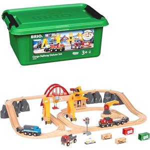 BRIO World - Set Deluxe Ferrovia e Trasporto Merci, Set Costruzioni Trenino in Legno da 54 Pezzi, Giocattolo per Bambino e Bambina 3+ Anni