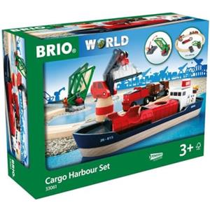 BRIO World - Set Servizio Ferroviario Portuale, Set Costruzioni Trenino in Legno, Giocattolo per Bambino e Bambina 3+ Anni