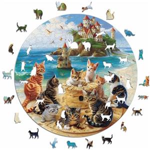 Iconic Puzzles - Gattini al Mare, puzzle in legno 100% sostenibile, Regali per Bambini e Adulti, taglia S, 200 Pezzi