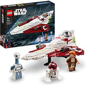 LEGO Star Wars Jedi Starfighter di Obi-Wan Kenobi, Modellino da Costruire di Astronave Giocattolo da l'Attacco dei Cloni con Spada Laser, Figura di Droide R4-P17 e Minifigure Personaggio Taun We 75333