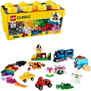 LEGO Classic Scatola Mattoncini Creativi Media, Set per Costruire Fiori, Macchina, Treno, Aereo e Animali Giocattolo per Bambini e Bambine da 4 Anni in su, Contenitore Idee Creative, Idea Regalo 10696