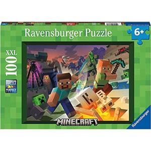 Ravensburger - Puzzle 100 Pezzi XXL Minecraft, Idea Regalo per Bambini 6+ Anni, Gioco Educativo e Stimolante