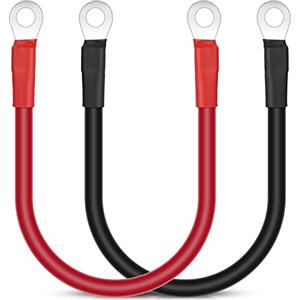 URAQT Cavo Batteria, 2 Pezzi 16mm² 30cm Cavo Batteria Auto, 5AWG Cavo della Batteria dell'Auto, Cavi Inverter Batteria con Occhielli per Energia Solare, Auto, RV, Marine