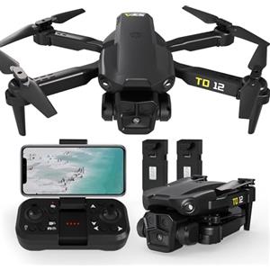 Toladrone Drone con Telecamera per Adulti, Mini Droni per Principianti con Posizionamento Ottico del Flusso, Quadcopter RC Pieghevole con Tempo di Volo 20 Minuti TD12