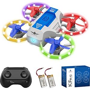 Teeggi Nuovo Mini Drone con Luci per Bambini, Quadricottero RC Droni con 4 Protezioni, Luci a Controllo Vocale, Flip 3D, Modalità Senza Testa per Principianti, Giocattoli per Bambini(2 Batterie)