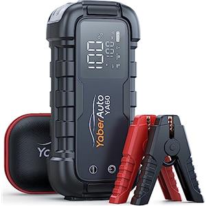 YaberAuto Booster Avviamento Auto, 6000A Avviatore Emergenza per Auto/Moto, 12V Starter Batteria Auto (Tutto Benzina e Fino a 12L Diesel) con Grande Display,Ingresso/Uscita da 45W e 2 Porte USB