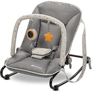 BEBE CONFORT Bebeconfort Starlight Sdraietta neonati a dondolo, reclinabile in 5 posizioni, con arco gioco, per neonati fino ai 9 kg, colore Warm Grey