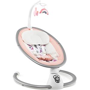 COSTWAY Sdraietta Elettrica Neonati 0-6 Mesi, Sedia a Dondolo Automatico per Bambini, con 12 Melodie, Cuscino, 2 Giocattoli, Regolabile in 5 Velocità, per Bambini 0-6 Mesi, Fino a 9 kg (Rosa)