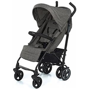 Foppapedretti Passeggino Compatto Hurrà, per bambini 0-15 Kg (0-3 anni), Chiusura ad Ombrello, Finestra osserva Bimbo, Schienabile Regolabile, Cesto Porta Oggetti, Telaio in Alluminio, Grigio Melange