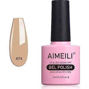 AIMEILI Smalto Semipermente per Unghie in Gel UV/LED Soak Off Nudo Pink Bianco Smalto Semipermanente Smalto Long-lasting Manicure Colori - (474) 10ml