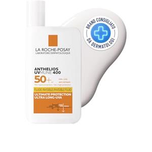 La Roche-Posay La Roche Posay Fluido Invisibile SPF50+, Per Tutti i Tipi di Pelle, Protezione Estrema Anti-UVA Ultra Lunghi, Resistente ad Acqua, Sabbia e Sudore, Con Acqua Termale, UVmune 400, Anthelios, 50 ml