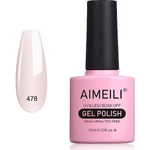 AIMEILI Smalto Semipermente per Unghie in Gel UV/LED Soak Off Nudo Pink Bianco Smalto Semipermanente Smalto Long-lasting Manicure Colori - (478) 10ml