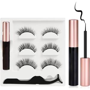 URAQT Ciglia Finte Magnetiche e Eyeliner Magnetico Kit, 3 Paia Ciglia Magnetiche Impermeabile Naturali, Set di Ciglia Finte Riutilizzabili di Effetto 3D senza Lattice o Colla