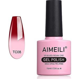 AIMEILI Soak Off UV LED Samlto in Gel Semipermanente che Cambia Colore con la Temperatura - Red Horizon (TC08) 10ml