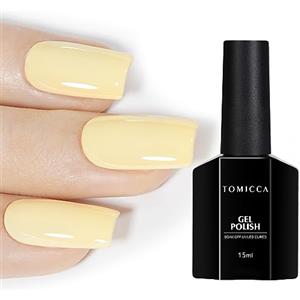 TOMICCA - Smalto gel UV, per nail art, giallo macarons, 15 ml