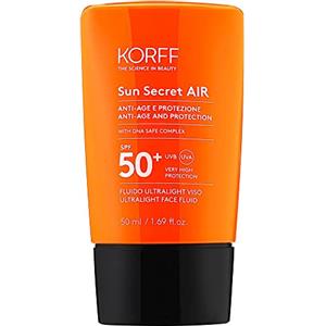 Korff Sun Secret Air Fluido Ultralight Viso SPF50 Idratante ed Anti-age, Textura Ultraleggera, Protezione Molto Alta, 50ml