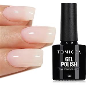 TOMICCA - Smalto gel UV per unghie, bianco latte, 8ml, smalto per unghie per lampada UV o LED, per manicure