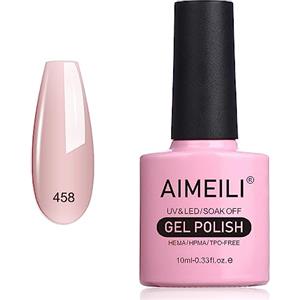 AIMEILI Smalto Semipermente per Unghie in Gel UV/LED Soak Off Nudo Pink Bianco Smalto Semipermanente Smalto Long-lasting Manicure Colori - (458) 10ml