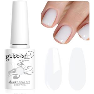 Vishine 8ml Gel Semipermanente Bianco Latteo, Smalto per Unghie Semipermanente Naturale French Manicure Gel Bianco Latteo per Nail Art UV LED Gel