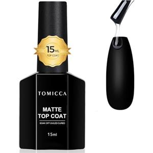 TOMICCA Top Coat Semipermanente 15 ml, Matte Top Coat Smalto Semipermanente per Unghie Off Matte Finish Long Lasting DIY Home Nail Salon