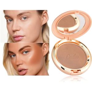 Oulac Shimmer Bronzer Polvere Per Il Trucco Del Viso Compatto - Finitura Naturale Baciata Dal Sole, Fard Bronzatore Evidenziatore, Polvere Per Contorno, Texture Morbida, Vegan e Senza Crudeltà B02