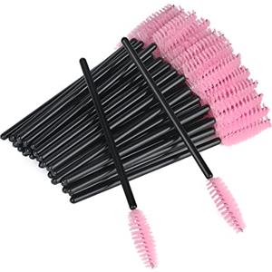 G2PLUS 50PCS Pennello per Ciglia Monouso,Scovolino Ciglia,Applicatore Mascara,Scovolino Monouso Mascara per L'estensione Delle Ciglia (Nero+Rosa)