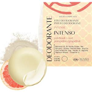 Senso Naturale Deodorante Solido Intenso 100% Naturale Bio, Te Verde, Pompelmo, Patchouli, Riduce la Formazione di Molecole Maleodoranti, Protegge, Idrata, Lenisce