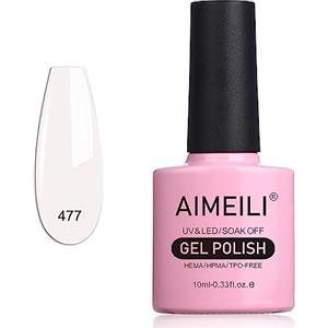 AIMEILI Smalto Semipermente per Unghie in Gel UV/LED Soak Off Nudo Pink Bianco Smalto Semipermanente Smalto Long-lasting Manicure Colori - (477) 10ml