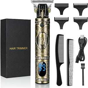 URAQT Tagliacapelli Professionale, Trimmer Capelli Barba Elettrica Trimmer con Display LCD, USB Ricaricabile Rasoio Elettrico Capelli T-Blade Tagliacapelli Uomo Kit Adatto per Casa e Barbiere(A)