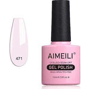 AIMEILI Smalto Semipermente per Unghie in Gel UV/LED Soak Off Nudo Pink Bianco Smalto Semipermanente Smalto Long-lasting Manicure Colori - (471) 10ml