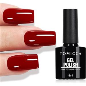 TOMICCA Smalto UV per unghie rosso, 8 ml, gel UV LED Soak Off Manicure Gel Lacquer Varnish