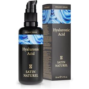 SatinNaturel Siero Acido Ialuronico Viso 50ml, Siero Viso Acido Ialuronico Puro con Aloe Vera per Pelli Sensibili - Siero Viso Antirughe - Siero Idratante Viso Vegano - Hyaluronic Acid Serum - Satin Naturel