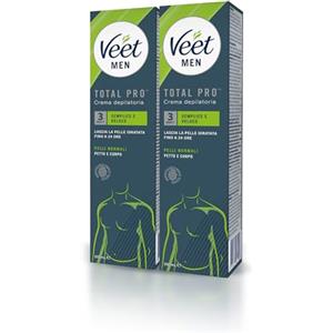 Veet Men Crema Depilatoria per Uomo Pelli Normali, 200 ml, Azione Rapida, 2 confezioni