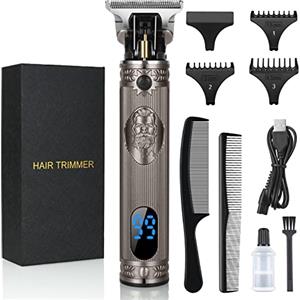 URAQT Tagliacapelli Professionale, Trimmer Capelli Barba Elettrica Trimmer con Display LCD, USB Ricaricabile Rasoio Elettrico Capelli T-Blade Tagliacapelli Uomo Kit Adatto per Casa e Barbiere(C)