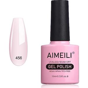 AIMEILI Smalto Semipermente per Unghie in Gel UV/LED Soak Off Nudo Pink Bianco Smalto Semipermanente Smalto Long-lasting Manicure Colori - (456) 10ml