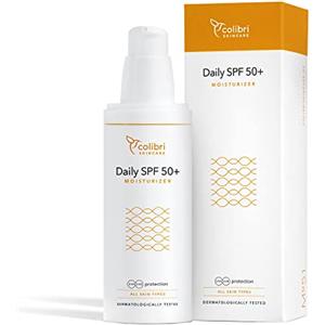 colibri skincare SPF 50+ MOISTURIZER (80ml) - crema solare viso 50 - protezione solare viso a largo spettro resistente all'acqua - crema leggera viso con protezione UV - crema idratante SPF 50