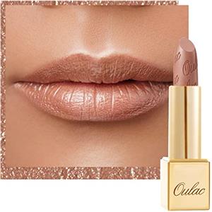 Oulac Rossetto Metallizzato Lucido, Rossetto Oro Nudo Altamente Pigmentato, Lucentezza 3D, Rossetto Lunga Durata, Formula Cremosa e Idratante, Vegan, 4,3g(10) Sahara Gold