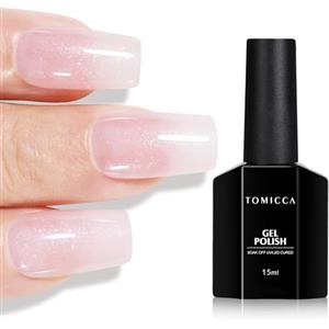 TOMICCA Smalto UV per unghie con glitter, lilla, 15 ml, colore lilla e glitter, UV LED Soak Off Manicure Gel Lacquer Varnish