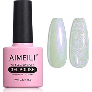 AIMEILI Pearl Shell Smalto per Unghie, Bianco Perlato Smalto Semipermanente per Unghie Glitter Shimmer Mermaid Gel Soak Off UV LED Effetto Perla e Effetto Spirale - (171) 10ml