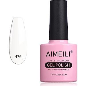 AIMEILI Smalto Semipermente per Unghie in Gel UV/LED Soak Off Nudo Pink Bianco Smalto Semipermanente Smalto Long-lasting Manicure Colori - (476) 10ml