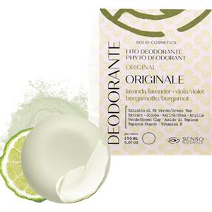 Senso Naturale Deodorante Solido Originale 100% Naturale Bio, Tè Verde e Lavanda, Lenitivo, Riduce la Formazione di Molecole Maleodoranti, Protegge, Idrata