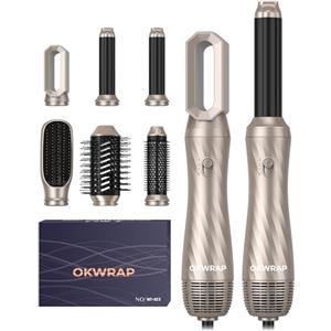 OKWRAP 6 in 1 AirStyler, Spazzola Asciugacapelli Multifunzione 6 IN 1, Asciugacapelli Air StylerCon Spazzola Lisciante, Ferro Arricciacapelli ad aria Calda, Styling Arricciatura Raddrizzamento