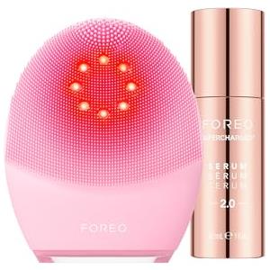 FOREO Firm & Clean Bundle - LUNA 4 plus Sensitive Facial Cleansing Brush + SUPERCHARGED SERUM 2.0, 30 ml - Terapia della luce a infrarossi - Dispositivo viso a microcorrente