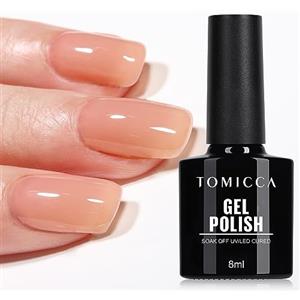 TOMICCA - Smalto gel UV per unghie, nude chiaro, 8ml, smalto per unghie per lampada UV o LED, per manicure