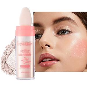 Beauty Searcher Highlight Polvere Toccante, Shimmer Viso e Corpo Evidenziatore Stick, Illuminante Contouring Alta Brillantezza Glitter Sparkle Highlight Trucco Blush (#02 Fata Rosa)