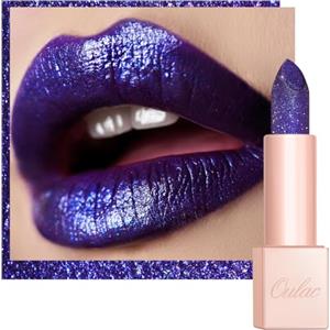 OULAC Rossetto Diamond Lustre, Rossetto Glitter Blu Altamente Pigmentato, Texture fine e Nessuna Sensazione Di Grana, Formula Idratante a Lunga Durata, Vegan (D01) Sapphire