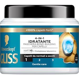 Gliss Schwarzkopf Gliss 4-in-1 Idratante Maschera Bond-Building per Capelli 400ml, Maschera capelli Aqua Revive con HAPTIQ System e Complesso Ialuronico, Trattamento capelli da normali a secchi