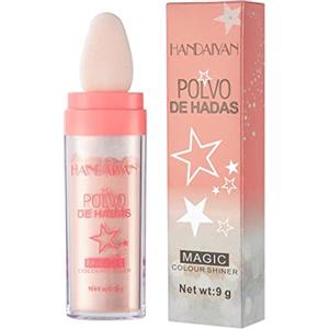 Beliky Girl Evidenziare Cipria per il viso Fard ad alta luce Sparkly Shimmer Polvere lucida naturale per viso Corpo Capelli Fata Polvere per accarezzare la luce (Fata Rosa)